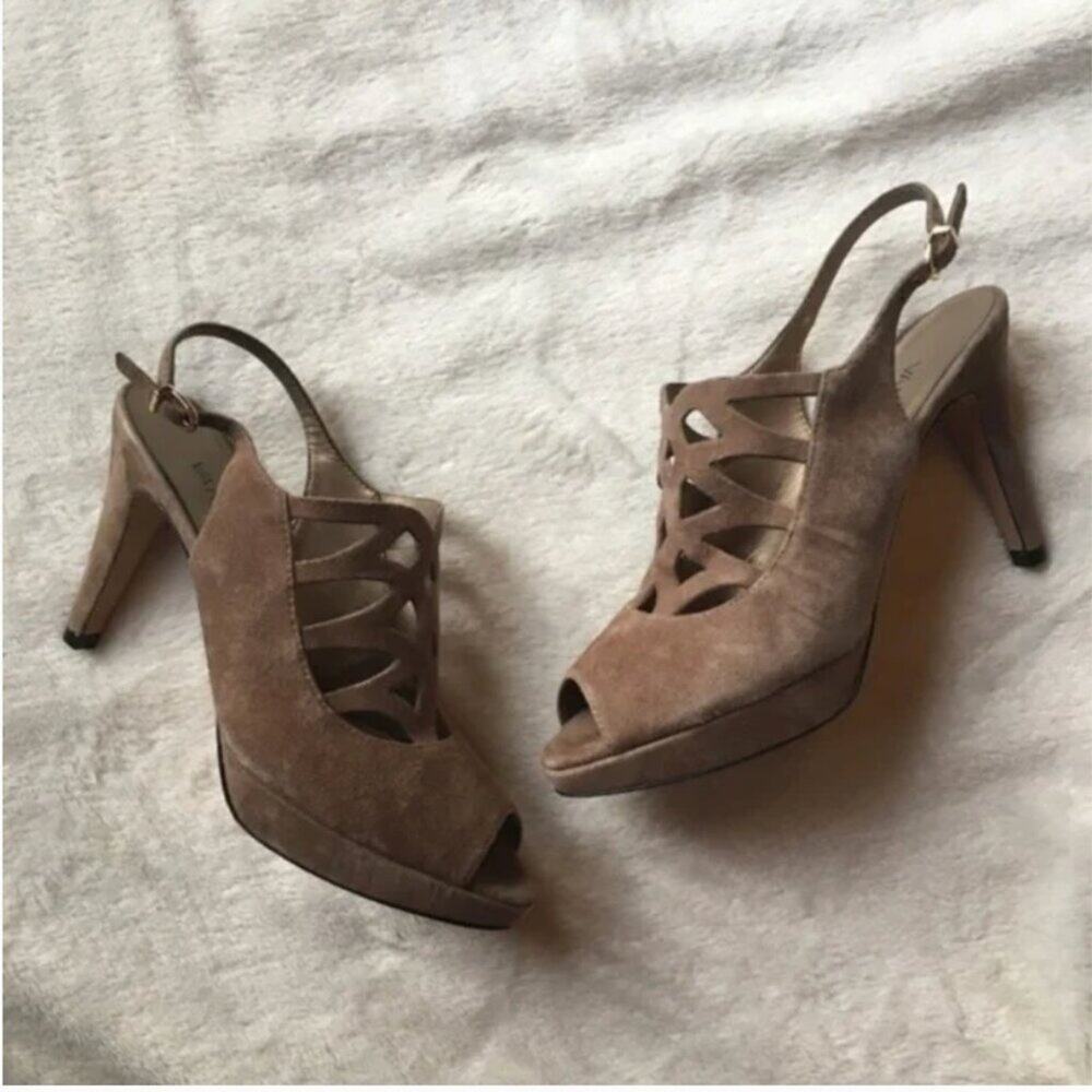 VANELi Tan Suede Lasercut Heeled Sandals